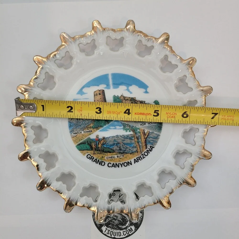ANCO Souvenir Plate Grand Canyon Arizona Reticulated‎ Gold Trim Vintage 7.25in